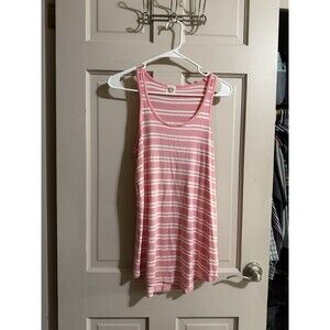 Women’s Pink Foot Striped Tank Top Pink And White Size Small